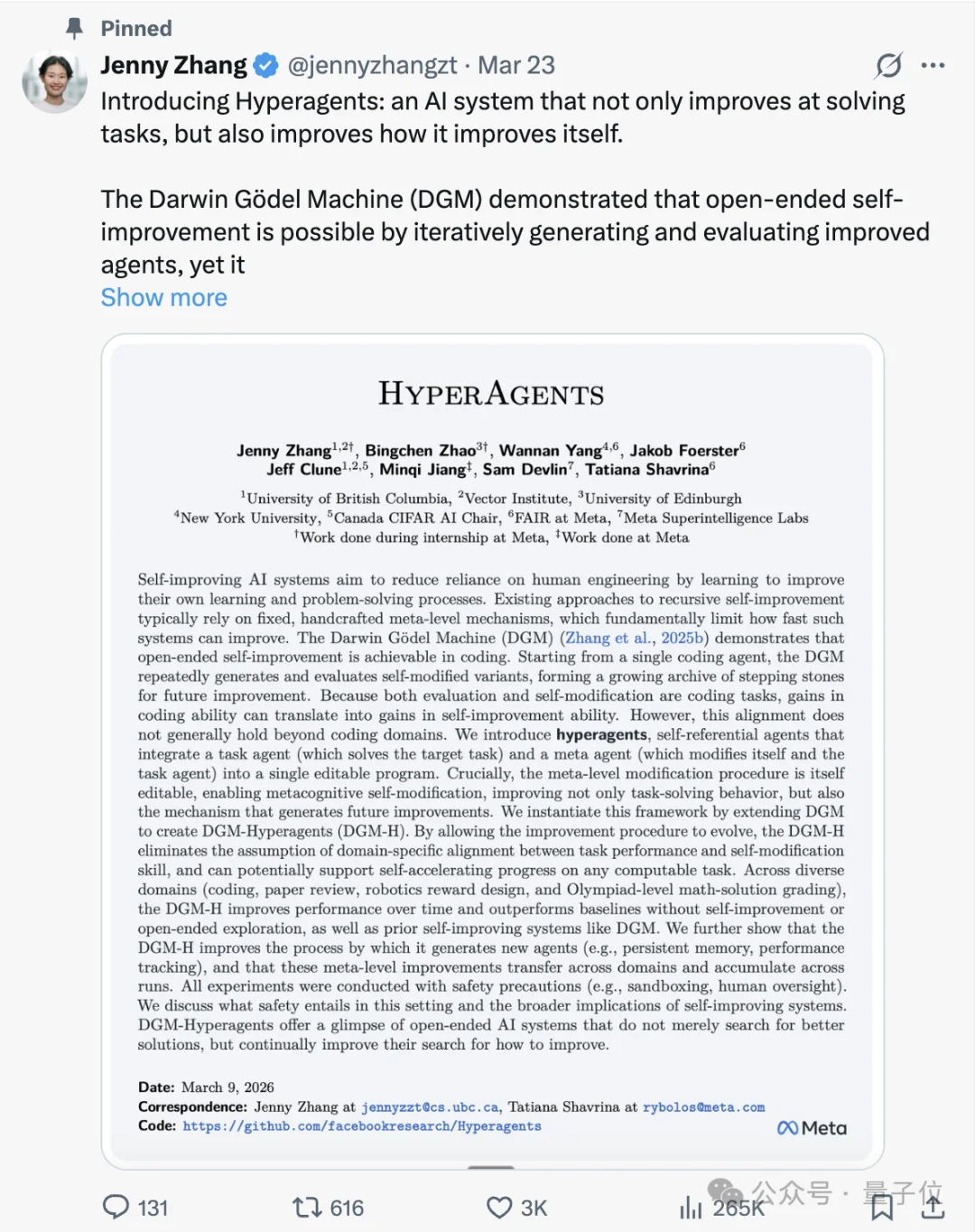 Meta华人实习生搞出超级智能体！自己写代码实现自我进化