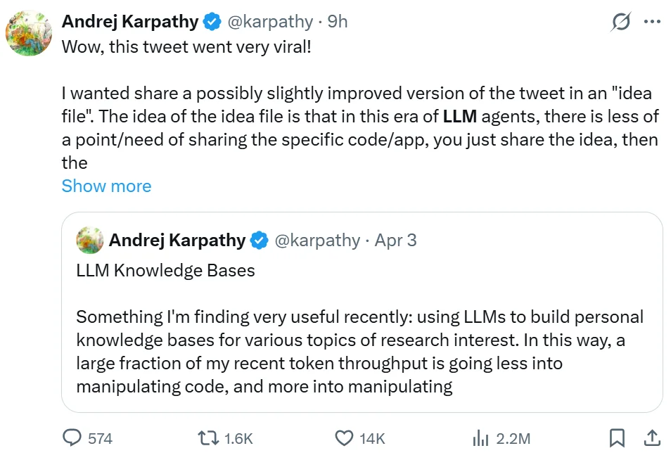 Karpathy知识库「LLM Wiki」火爆了,全网围观讨论