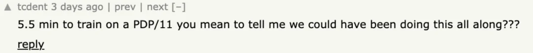 在一台1970年代的PDP-11上训练Transformer需要多久？答案是5.5分钟