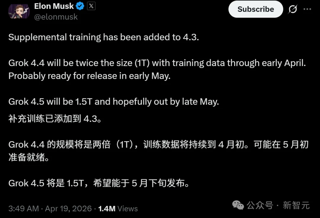 马斯克暴走官宣：Grok 5就是AGI！五月连轰两代万亿怪兽，OpenAI慌了