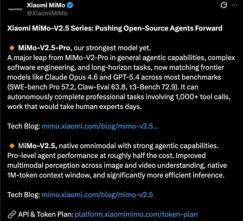 DeepSeek V4发布前，罗福莉亮剑！小米最强大模型MiMo-V2.5深夜突袭